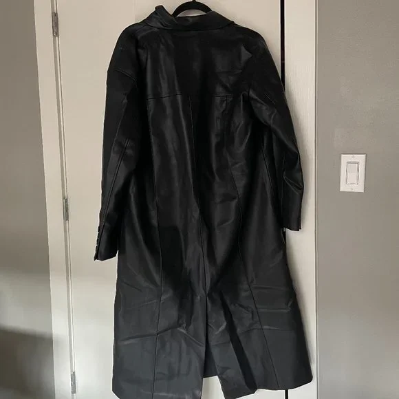 NWT | Dept. Anonym Faux Leather Coat with Pinched Pleats - Picture 4 of 9